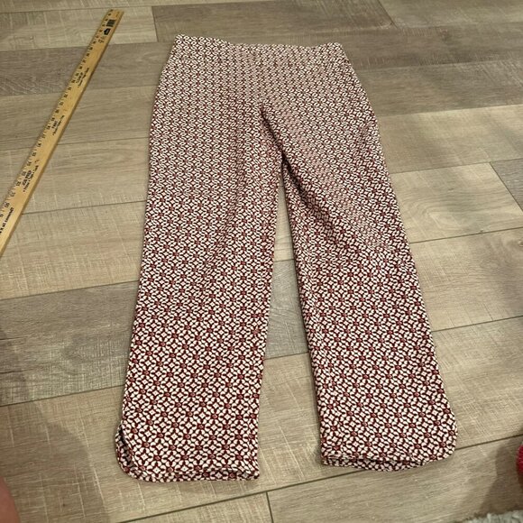 Red & White Floral Patterned High-Waisted Pants Croft & Barrow Size 8 - Picture 2 of 10